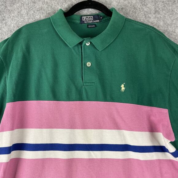 Vintage Polo Ralph Lauren Polo Shirt Mens XL Stripe Short Sleeve USA Made 90s - Picture 2 of 13